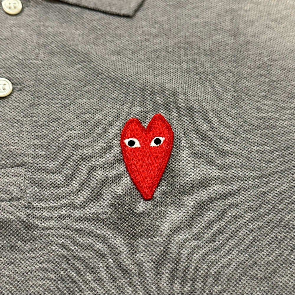 Brand NWT Comme des Garçons Play CDG Long Heart Grey Polo - Picture 5 of 8